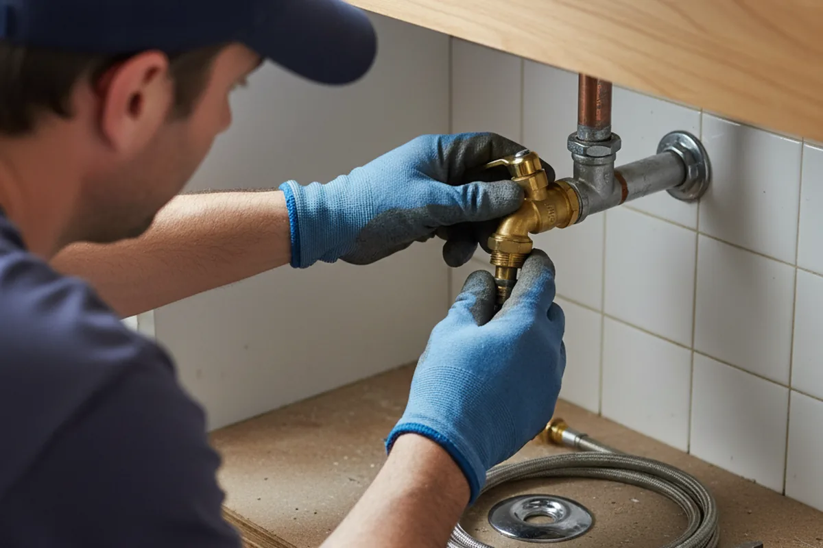 Shutoff valve and fitting work during Burst Pipe Repair in Windsor